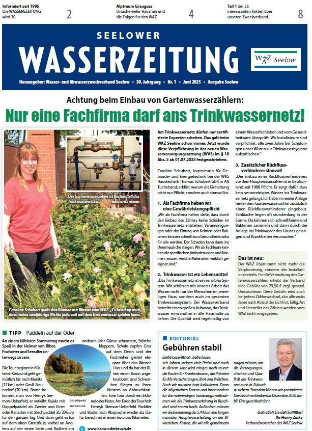 Seelower Wasserzeitung - Ausgabe Jun 2025