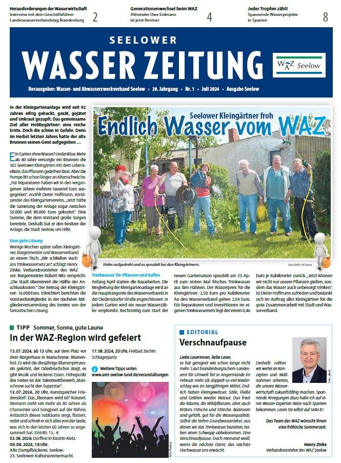 Bild der Titelseite der Wasserzeitung